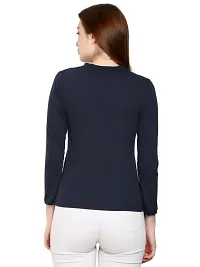 Womens Fashionable Tshirt Full Sleeves Round Neck in Navy Blue Color-thumb1