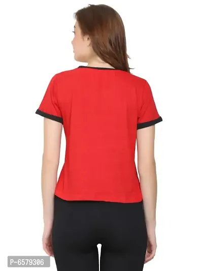 Womens Wear Half Sleeves Tshirt Round Neck in Red Color-thumb2