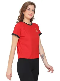 Womens Wear Half Sleeves Tshirt Round Neck in Red Color-thumb3