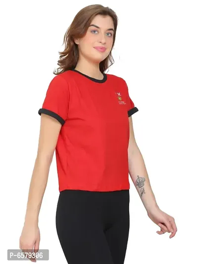 Womens Wear Half Sleeves Tshirt Round Neck in Red Color-thumb4