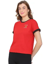 Womens Wear Half Sleeves Tshirt Round Neck in Red Color-thumb4