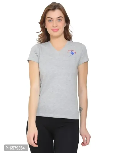 Womens Wear Half Sleeves Tshirt V-Neck in Grey Color-thumb0