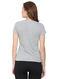 Womens Wear Half Sleeves Tshirt V-Neck in Grey Color-thumb1