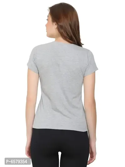 Womens Wear Half Sleeves Tshirt V-Neck in Grey Color-thumb2