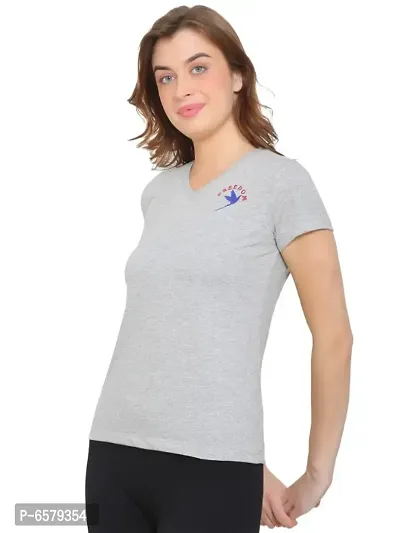 Womens Wear Half Sleeves Tshirt V-Neck in Grey Color-thumb5