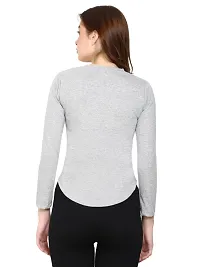 Womens Wear Full Sleeves Tshirt Round Neck in Grey Color-thumb1