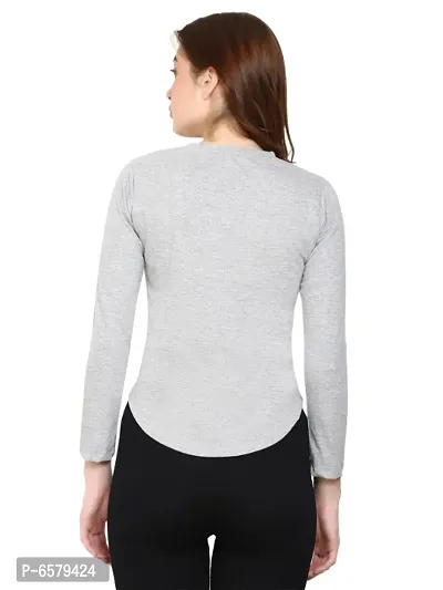 Womens Wear Full Sleeves Tshirt Round Neck in Grey Color-thumb2