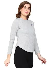 Womens Wear Full Sleeves Tshirt Round Neck in Grey Color-thumb3