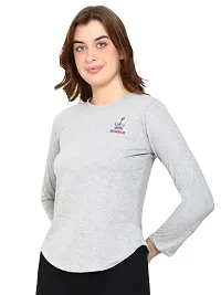 Womens Wear Full Sleeves Tshirt Round Neck in Grey Color-thumb4