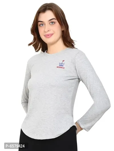 Womens Wear Full Sleeves Tshirt Round Neck in Grey Color-thumb5