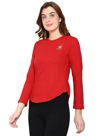 Womens Wear Full Sleeves Tshirt Round Neck in Red Color-thumb4