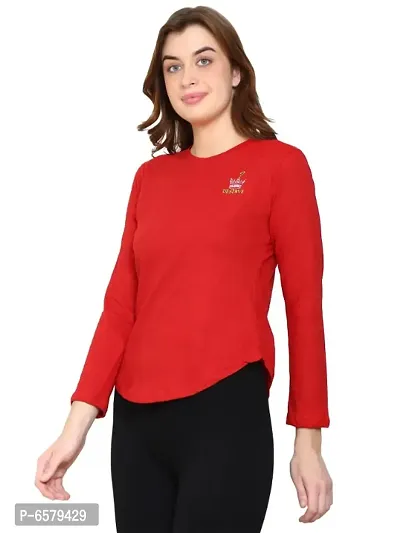 Womens Wear Full Sleeves Tshirt Round Neck in Red Color-thumb5