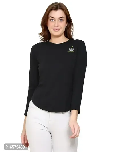 Womens Wear Full Sleeves Tshirt Round Neck in Black Color-thumb0