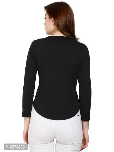 Womens Wear Full Sleeves Tshirt Round Neck in Black Color-thumb2