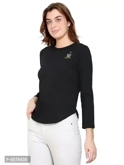 Womens Wear Full Sleeves Tshirt Round Neck in Black Color-thumb5
