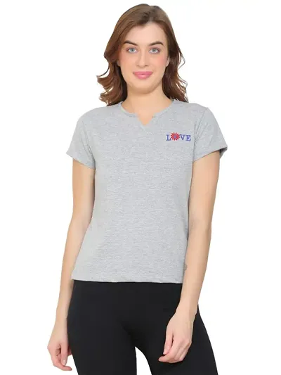 Womens Fashionable Tshirt Half Sleeves V-Neck in Color