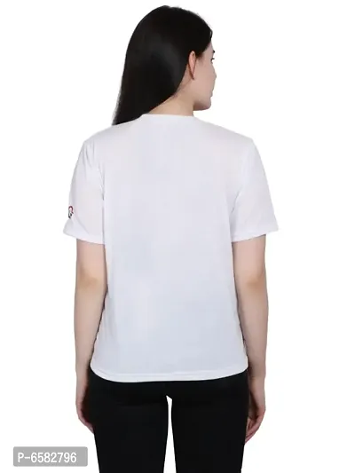 Womens Fashionable Tshirt Half Sleeves Round Neck in White Color-thumb2