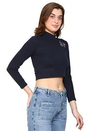 Womens Fashionable Tshirt/Top Full Sleeves Round Neck in Navy Blue Color-thumb3