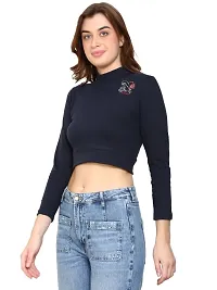 Womens Fashionable Tshirt/Top Full Sleeves Round Neck in Navy Blue Color-thumb4