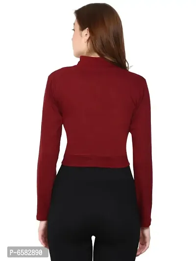 Womens Fashionable Tshirt/Top Full Sleeves Round Neck in Maroon Color-thumb2