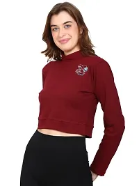 Womens Fashionable Tshirt/Top Full Sleeves Round Neck in Maroon Color-thumb4