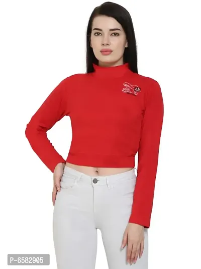 Womens Fashionable Tshirt/Top Full Sleeves Round Neck in Red Color