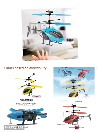 Plastic Induction Type 2-in-1 Flying Indoor Helicopter with Remote(Multicolor)-thumb0