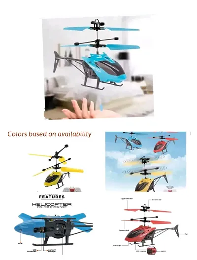 Plastic Induction Type 2-in-1 Flying Indoor Helicopter with Remote(Multicolor)