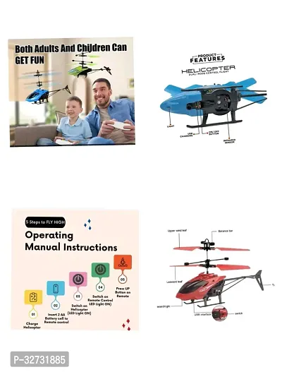 Plastic Induction Type 2-in-1 Flying Indoor Helicopter with Remote(Multicolor)-thumb2