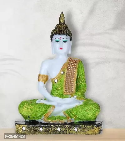 Attractive Handcrafted Resin Showpieces Of Monk Buddha Idol (Light Green)-thumb0