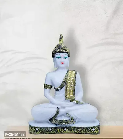 Attractive Handcrafted Resin Showpieces Of White Monk Buddha Idol-thumb0