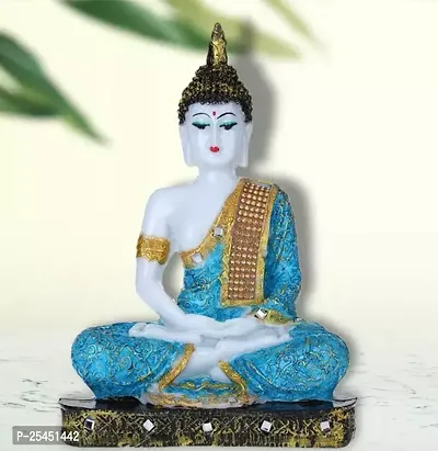 Attractive Handcrafted Resin Showpieces Of Monk Buddha Idol (Sky Blue)