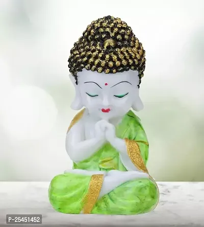 Handcrafted Little Baby Monk Buddha Idol For Good Luck (Green)