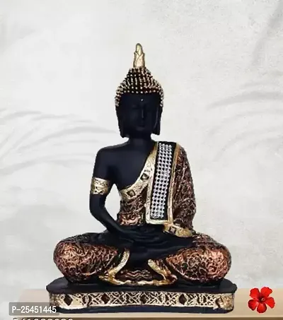 Attractive Handcrafted Resin Showpieces Of Monk Buddha Idol (Black And Brown)