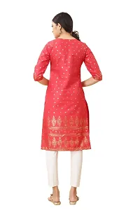 MR collections trendy red color foil print kurti-thumb1