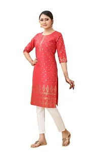 MR collections trendy red color foil print kurti-thumb2