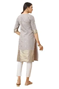 MR collections trendy light grey color foil print kurti-thumb1