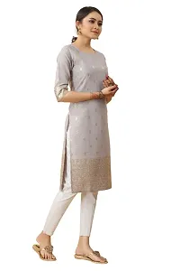 MR collections trendy light grey color foil print kurti-thumb2