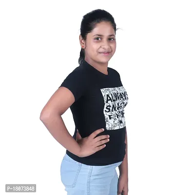 Trendy Cotton Blend T-Shirt for Girls | Half-Sleeves | Black | 12-13 Years-thumb4