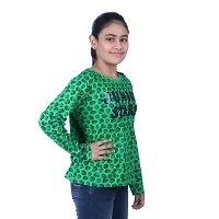 Mini Lily Cotton Full-Sleeves Green T-Shirt For Girl's-thumb1