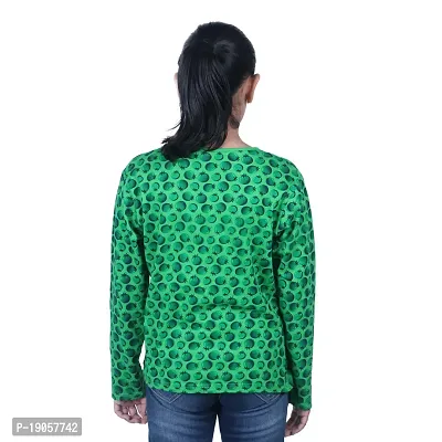 Mini Lily Cotton Full-Sleeves Green T-Shirt For Girl's-thumb4