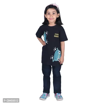 Mini Lily Cotton Blend Casual T-Shirt For Girls | Black | 6-7 Years | KIDS0062