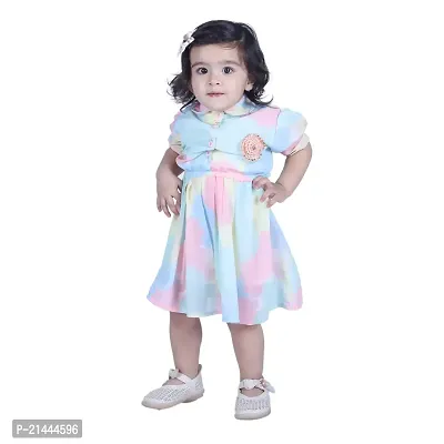 Mini Lily Pure Cotton A-Line Frock For Baby Girls | Multicolor | 1-2 Years | KIDS0079