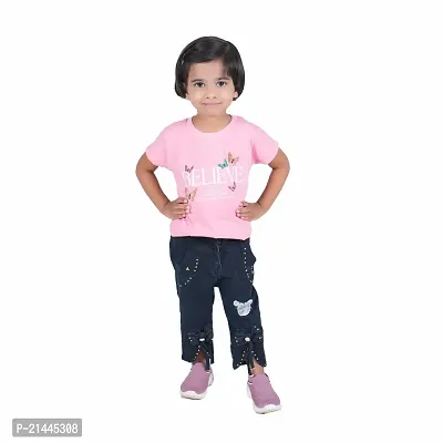 Mini Lily Pure Cotton Casual T-Shirt For Baby Girls | Light Pink | 4-5 Years | KIDS0085