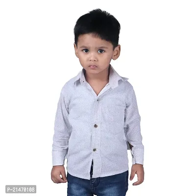 Mini Lily Pure Cotton Casual Shirt For Baby Boys | White | 2-3 Years | KIDS00115