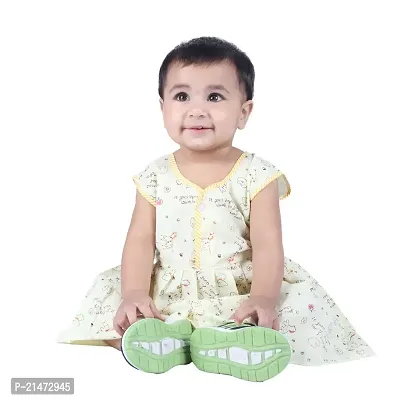 Mini Lily Pure Cotton Party A-Line Frock For Baby Girls | Light Yellow | 9-12 Months | KIDS00139