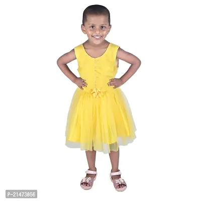 Mini Lily Pure Cotton Party A-Line Frock For Baby Girls | Yellow | 3-4 Years | KIDS00142