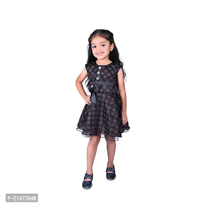 Mini Lily Pure Cotton Solid A-Line Frock For Girls | Black | 6-7 Years | KIDS00151