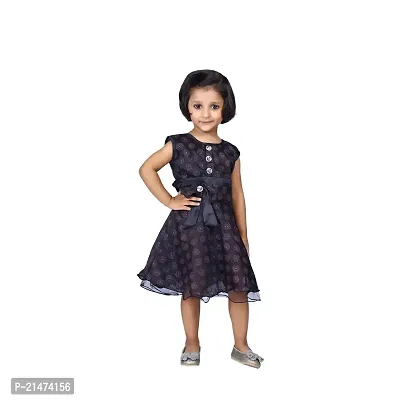 Mini Lily Pure Cotton Solid A-Line Frock For Girls | Black | 5-6 Years | KIDS00152