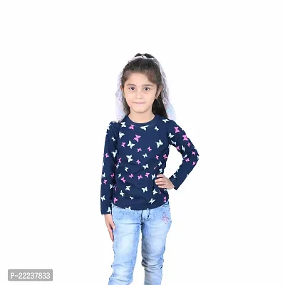 Mini Lily Pure Cotton Casual Printed T-Shirt For Girls | Dark Blue | 7-8 Years | KIDS00177